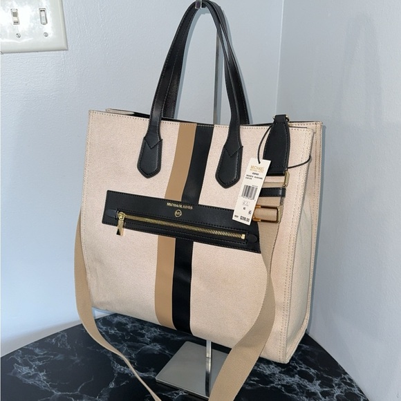 Michael Kors Handbag Kempner Large North South Tote Black Camel AUTHENTIC NWT - Picture 6 of 11